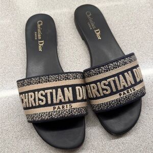 Dior Navy and Cream Slide Sandals